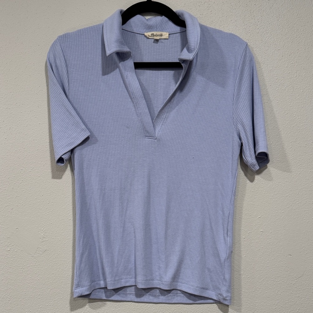 Drapey Rib Short-Sleeve Polo Top Madewell